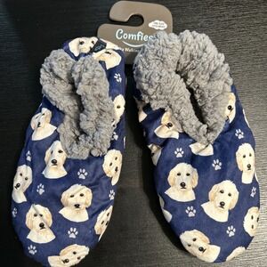 Comfies Slippers Non Slip Comfies Dog Design One Size Golden Doodle Blue 1247